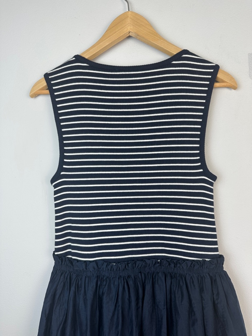 J.Crew Gathered Waist Mixy Dress Ribbed Knit Top Crinkly Sheer Skirt Lined MED - Picture 10 of 16
